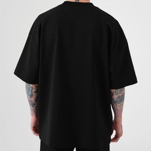 T-shirt basique à épaules tombantes pour hommes 2023 coupe surdimensionnée couleur personnalisée haute qualité % 100 coton biologique décontracté Streetwear OEM - Product Image 3