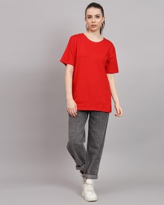 Camisetas lisas de alta calidad de peso pesado, camiseta en blanco de algodón 100% para mujer, Camiseta con cuello redondo y hombros caídos - Product Image 5