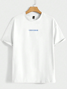 T-shirt pour homme en coton décontracté à manches courtes avec un motif amusant « Croyez en vous-même » de l'univers, respirant, ample et surdimensionné - Product Image 5