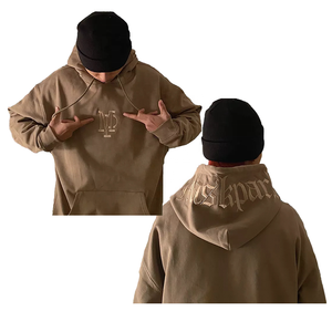 Sudadera con capucha de gran tamaño bordada personalizada, sudaderas con capucha de talla grande para hombre, sudaderas con capucha bordadas de felpa francesa de peso pesado para hombre - Product Image 2