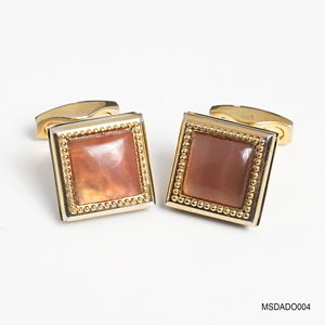 Boutons de manchette de luxe pour homme [Collection Tinh Vu] plaqués or 18 carats - Pierre précieuse agate rouge Fengshui (MSDADO004) - Fabriqué au Vietnam - Product Image 5