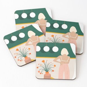 Ensemble de sous-verres de tasse de forme personnalisée en bois d'acacia durable et brillant fabriqués à la main pour la décoration de la maison et du bureau - Product Image 4