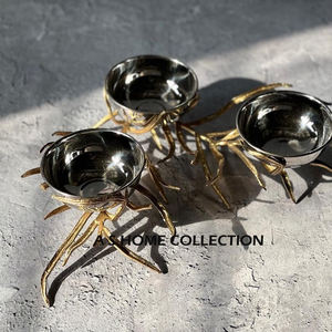 Cuenco clásico para servir para el hogar, boda, fiesta, nueces y frutas, cuenco de Color dorado, diseño de flores modernas, cuencos de mesa de Metal, Juego de 4 - Product Image 2