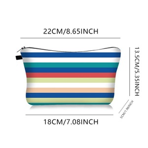 Portable Striped Cosmetic <b>Bag</b>-Women's <b>Travel</b> Hexagonal Makeup <b>Organizer</b> with Zipper Polyester Fashion Style - Product Image 5