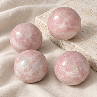 Sphère d'Opale Rose Polie, Boule de Cristal avec de Magnifiques Motifs Roses et Blancs pour la Décoration Intérieure, la Méditation et la Collection de Cristaux