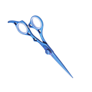 กรรไกรตัดผมคุณภาพสูง สีน้ำเงินเคลือบ พร้อมสกรูปรับระดับและวงแหวนยาง - Product Image 3