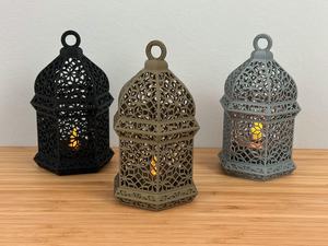 handmade Recycled Iron & Glass Lantern in many colours, Little Moroccan Lantern, Mini Glass Lantern, Moroccan <b>Tealight</b> Lantern - Product Image 3