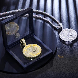 <b>Personalized</b> White <b>Gold</b> Rhodium Plated 925 Silver Moissanite Bull Head <b>Medallion</b> Pendant <b>Necklace</b> Iced Hip Hop Jewelry Gift GRA - Product Image 2