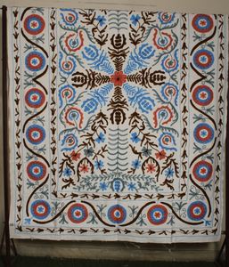 <b>Vintage</b> Hand-Embroidered Suzani Bedsheet Kashmir-Inspired Crewel Embroidery Bedspread Quilt for Home Decor for Quilts Genre - Product Image 5