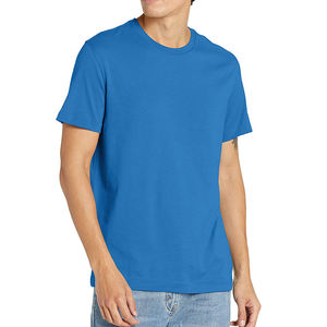 T-shirt col rond bleu clair pour homme 100% coton biologique séchage rapide top vente avec logo personnalisé vêtements personnalisables - Product Image 2