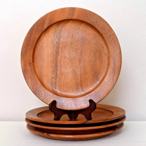 Platos de madera para servir vintage, vajilla natural para cenas, platos de madera de comedor rústicos hechos a mano - Product Image 4