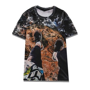 Vente en gros de t-shirts pour hommes ELIXE SPORTS en polyester/coton, impression numérique, logo personnalisé sur le devant, séchage rapide, respirant, coupe régulière, haute qualité - Product Image 3
