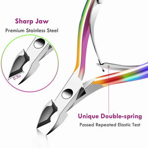 Super pince à cuticules coupe-ongles avec lames tranchantes pince à cuticules à ongles enduits de couleurs multiples en acier allemand - Product Image 5