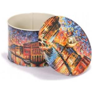 Kontensan EF14103 - Recipiente Redondo Metálico de 1.3L con Asa de Perilla, 140x100mm, Colección Afremov River - Product Image 4