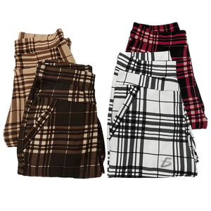 Leggings in maglia elasticizzata a vita alta con motivo a quadri e logo a lettere, taglia XL, per yoga e abbigliamento casual invernale da palestra - Product Image 2