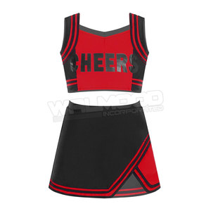 Uniformes de animación juvenil, ropa de baile personalizada, Color rojo y negro, uniforme de actuación de baile de porristas - Product Image 3