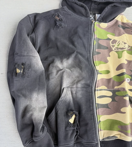 Streetwear personnalisé Camouflage Camo Sweat à capuche zippé Sun Faded Surdimensionné French Terry Boxy Camouflage Zipup Hoodies 2025 - Product Image 3