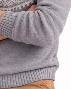 Pull en tricot vintage Fair Isle gris clair et blanc à col rond, chaud pour l'hiver, pull pour homme, fournisseur en gros OEM - Product Image 5