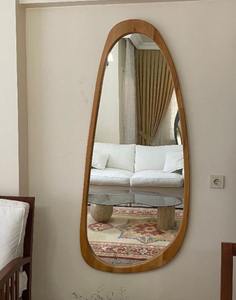 Premium Walnut Art <b>Deco</b> Asymmetrical Handmade Eco-Friendly Wall <b>Mirror</b> Sustainable Wooden Entryway and Living Room Decor - Product Image 3