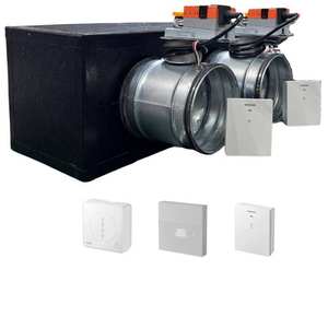 Plenum con conductos y unidad de control de persianas motorizadas Wi-Fi de 2 zonas con interfaz Siemens para sistemas HVAC - Product Image 1