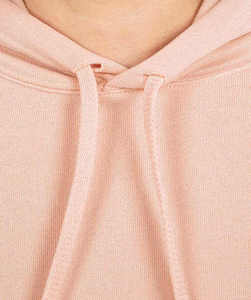 Sudaderas con capucha con cordón rosa para mujer al por mayor sudaderas con capucha cortas con logotipo personalizado y diseño de hombros caídos con estampado frontal - Product Image 3