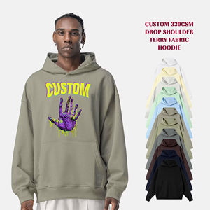 เสื้อฮู้ดดี้โอเวอร์ไซส์ผ้าคอตตอนเทอร์รี่ 330 GSM สำหรับฤดูหนาว ไม่มีเชือกผูก ไหล่ตก ทรงปล่อย ใส่ได้ทั้งชายและหญิง สกรีนลาย DTG ได้ตามสั่ง - Product Image 1