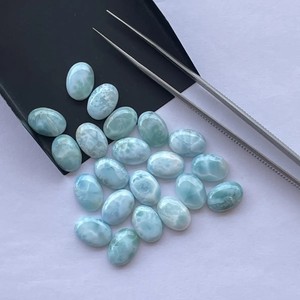 6mm 8mm naturel Larimar ovale dos plat semi-précieux en vrac cabochons calibrés en gros prix usine pierre fournisseur en ligne - Product Image 2