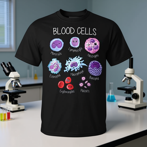 T-shirt per ematologi, patologi e scienziati di laboratorio con tipi di cellule ematiche - per promozioni - Product Image 3