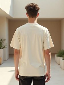 T-shirt pour hommes en coton épais super lourd 300gsm épais surdimensionné T-shirt à épaules tombantes col rond Boxy Fit t-shirts chemise respirante - Product Image 3