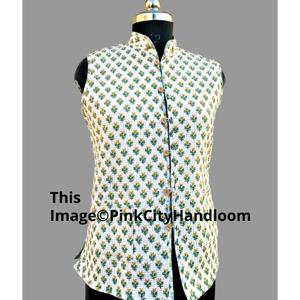 Veste réversible matelassée en coton naturel pour femmes, taille, manteau, short, col montant, fermeture à boutons, idée cadeau vintage - Product Image 3