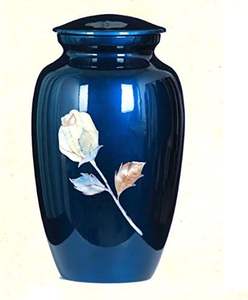 โกศใส่เถ้ากระดูกโลหะฝังเลมุกกุหลาบสีน้ำเงินสำหรับผู้ใหญ่ผู้ชาย/ผู้หญิงโกศตกแต่งสำหรับขี้เถ้า - Product Image 6