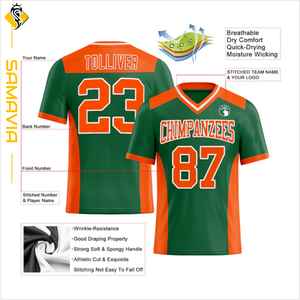 Maillot de football américain personnalisé pour équipe, uniforme à manches courtes en tissu polyester imprimé, protection UV, prêt à être expédié pour l'été - Product Image 5