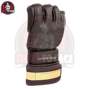 Gants de MMA en cuir microfibre noir solide à demi-doigts avec fermeture à boucle et crochet, personnalisables, de la plus haute qualité, pour l'entraînement de boxe - Product Image 2