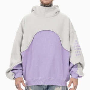 Nueva ropa de calle de gran tamaño personalizada para hombres, con capucha con hombros caídos Sudadera, suéter con panel bordado, sudaderas con capucha con serigrafía para hombres - Product Image 6