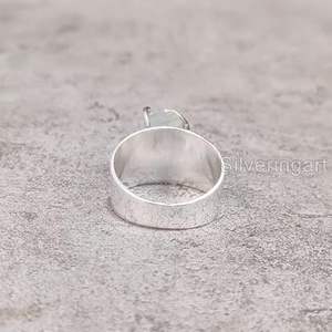 Anillo de Plata de Ley 925 con Piedra Preciosa de Aguamarina Natural, Anillo de Banda Ancha, Joyería Hecha a Mano para Navidad, Piedra de Nacimiento de Marzo - Product Image 6