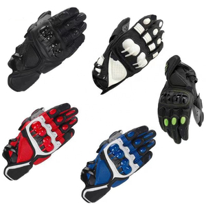 Guantes de Motociclismo Rojos y Negros, Guantes de Cuero para Motociclismo con Protección Completa para los Dedos, Transpirables, con Protección para los Nudillos, para Motocicleta y Ciclismo - Product Image 3