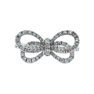 Vente directe usine – Bague fine en or blanc massif 18 carats avec diamants naturels, motif ruban, pour femme, idéale pour mariage, fête ou anniversaire - Product Image 1