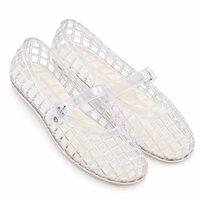 Sandales plates d'été nouvelle collection, ajourées à boucle, à brides à carreaux, polyvalentes et tendance, à bout fermé, en PVC style gelée
