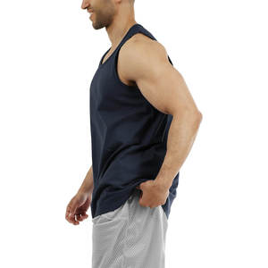 เสื้อกล้ามฟิตเนสสำหรับผู้ชายเสื้อออกกำลังกายผ้าฝ้ายสีกรมท่า - Product Image 5