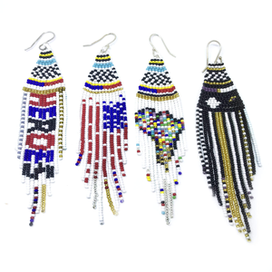 Nouveau Design perles de rocaille broderie boucles d'oreilles pur à la main perles boucles d'oreilles Top qualité perlée broderie boucles d'oreilles - Product Image 6