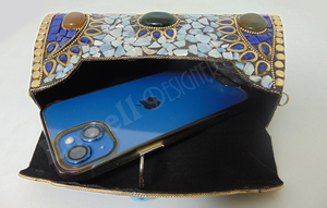 กระเป๋าคลัทช์หินโมเสคสีดำโบราณ งานแต่งงาน ทองเหลือง Mop Lowellcraft.com แบบฝาปิด - Product Image 5