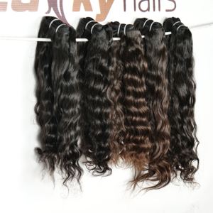 Extensions de cheveux humains naturels vierges bruts non transformés Temple indien cuticule alignée vagues profondes lâches HD ruban de dentelle pré-collé - Product Image 3