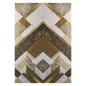 Tapis de salon en chenille antidérapant, imprimé numériquement, lavable en machine, beige et marron, style moderne et vintage, vente en gros, modèle LXDP-0863 - Product Image 1