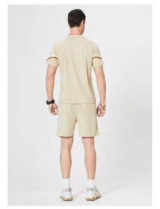 2022 été hommes décontracté Sport Style 2 pièces ensemble séchage rapide coton T-Shirt solide motif sweat Shorts Anti-rides laine tissu - Product Image 6