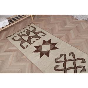 พรมวิ่งสไตล์ตุรกี ขนาด 2.3x9.3 ฟุต (71x282 ซม.) ลายตารางสีน้ำตาลแบบวินเทจ - Product Image 4