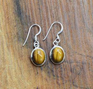 Tendance 925 argent Sterling oeil de tigre pierres précieuses boucles d'oreilles bijoux à la main argent Boho Style boucles d'oreilles bijoux pour femmes cadeau - Product Image 3