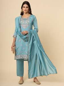 El último diseñador Maruti Fashion Soft Silk bordado Kurti Pant Dupatta Set para mujeres Ropa india y pakistaní - Product Image 6