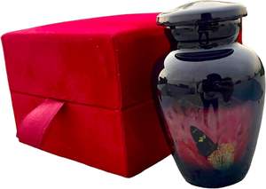 Urne funéraire en velours rouge humain pour cendres Urne funéraire pour adulte avec design gravé Urne de crémation pour cendres Conteneur de cendres (Noir) - Product Image 4