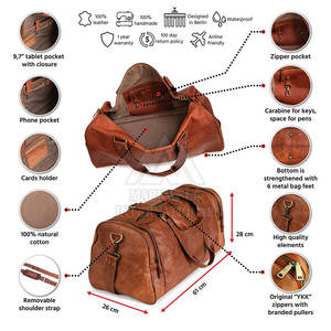 กระเป๋าเดินทางหนังคุณภาพสูงราคาส่งจากปากีสถาน สำหรับใช้งานกลางแจ้ง - Product Image 4