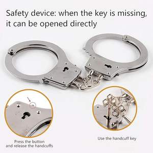 Menottes en métal robustes en gros avec clé de déverrouillage de sécurité, accessoires de cosplay et de jeu de rôle, menottes en chaîne métallique en vrac - Product Image 2